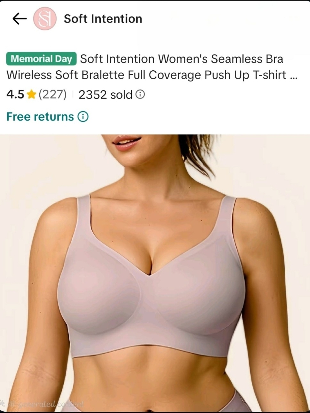 Women's Seamless Wireless Bralette - Light Mauve